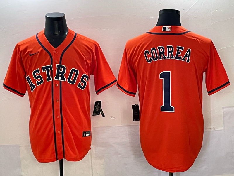 Men Houston Astros #1 Correa orange 2025 Nike MLB Jersey 002->houston astros->MLB Jersey